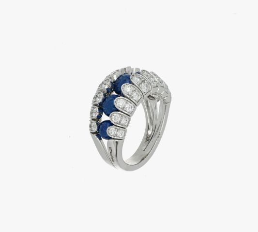 ALLEGRA BLUE ENAMEL WHITE GOLD RING