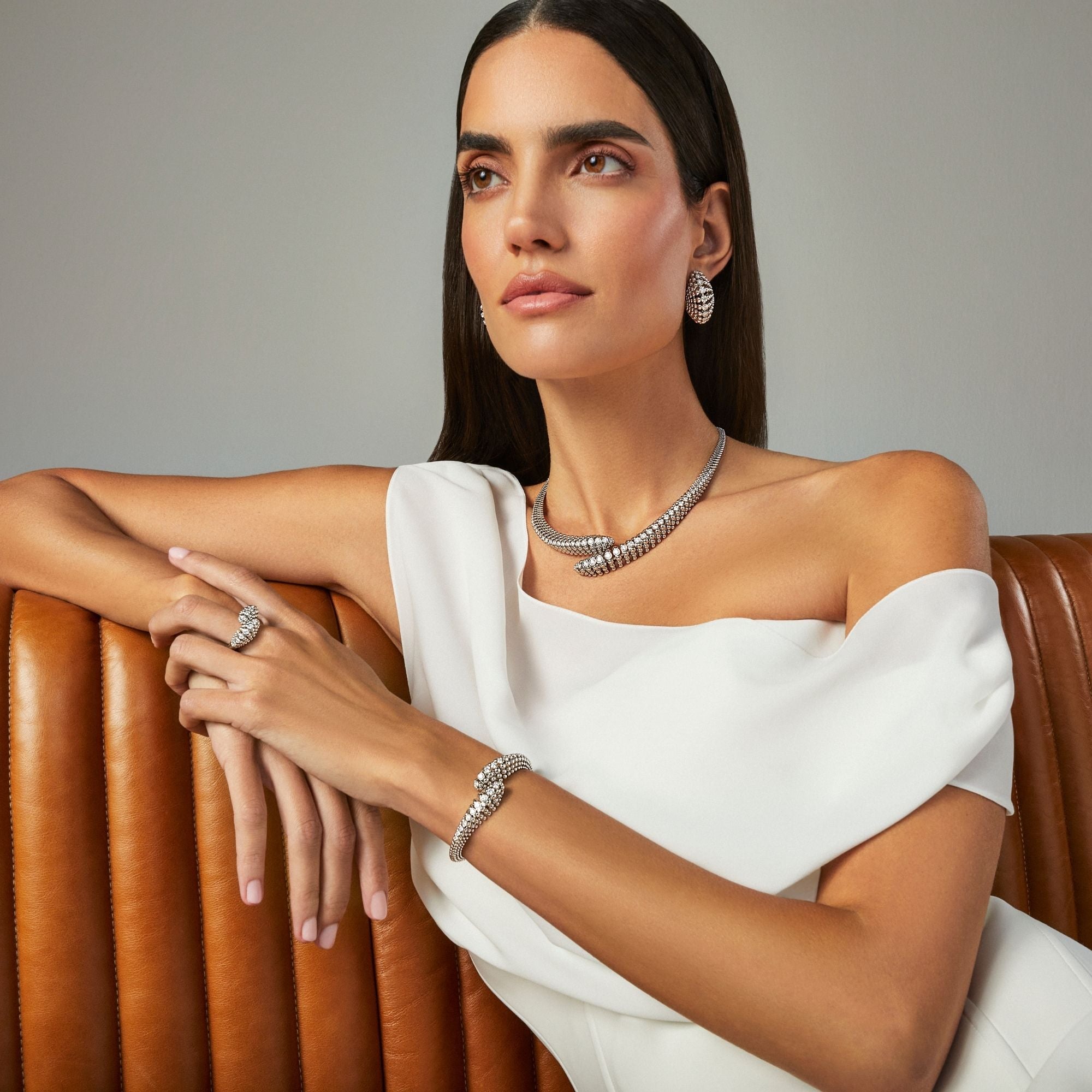 BUBBLES CONTRARIÈ WHITE GOLD NECKLACE