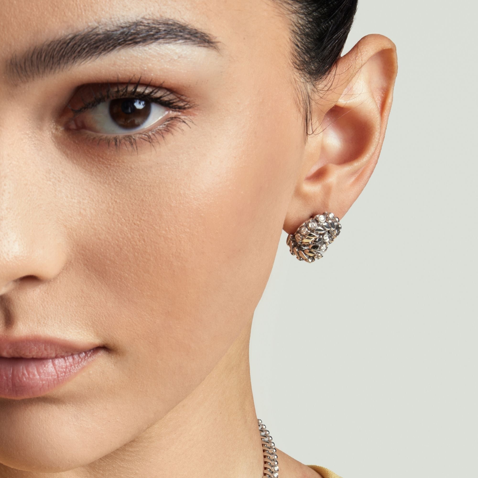 SNODO SMALL WHITE GOLD EARRINGS