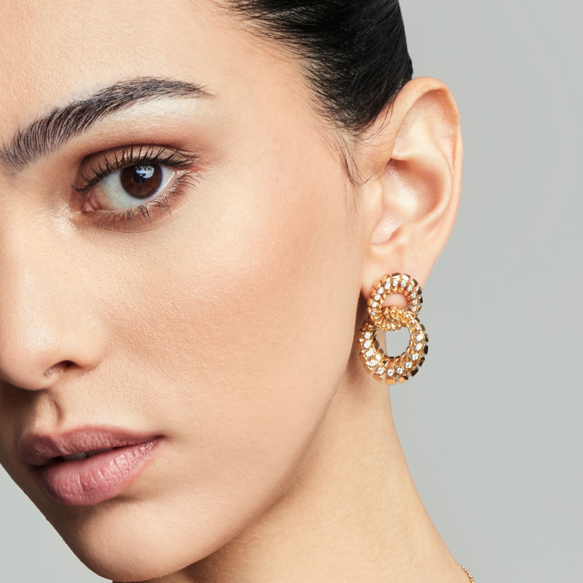 SNODO DOUBLE YELLOW GOLD EARRINGS