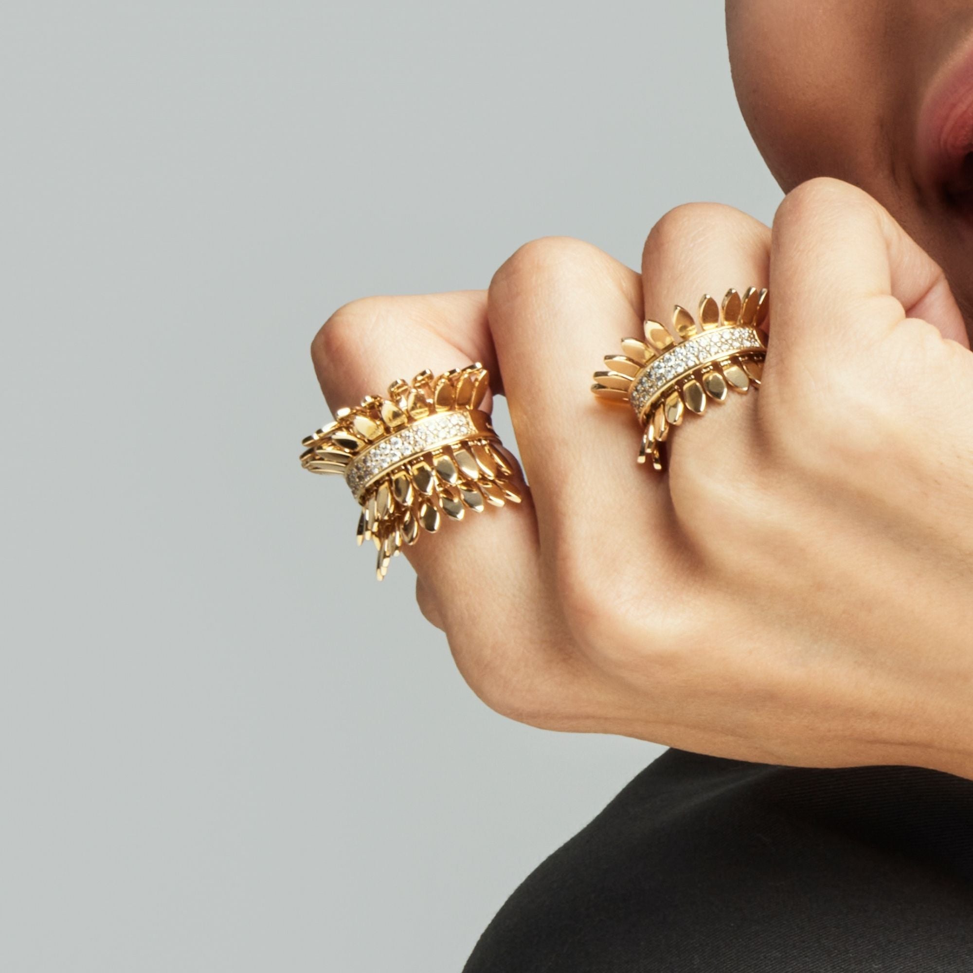 SPETTINATO DOUBLE YELLOW GOLD RING