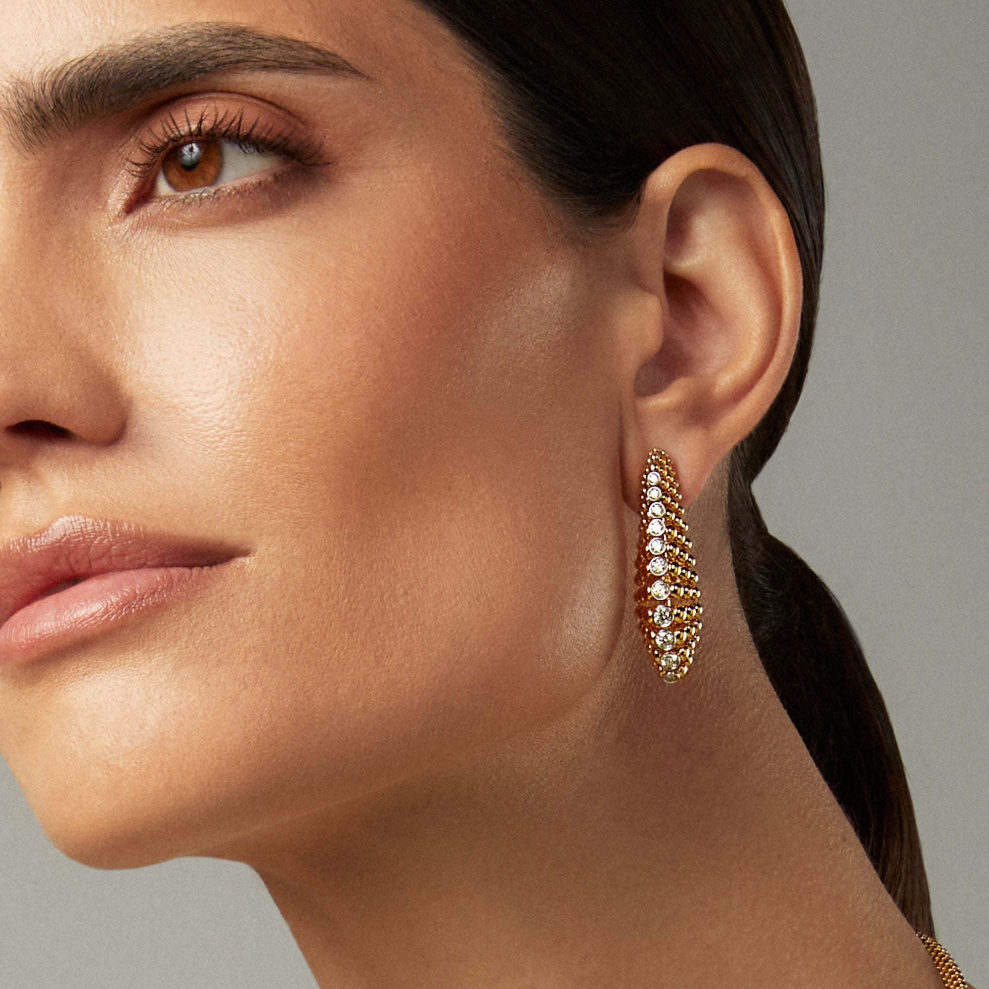 BUBBLES LONG YELLOW GOLD EARRINGS