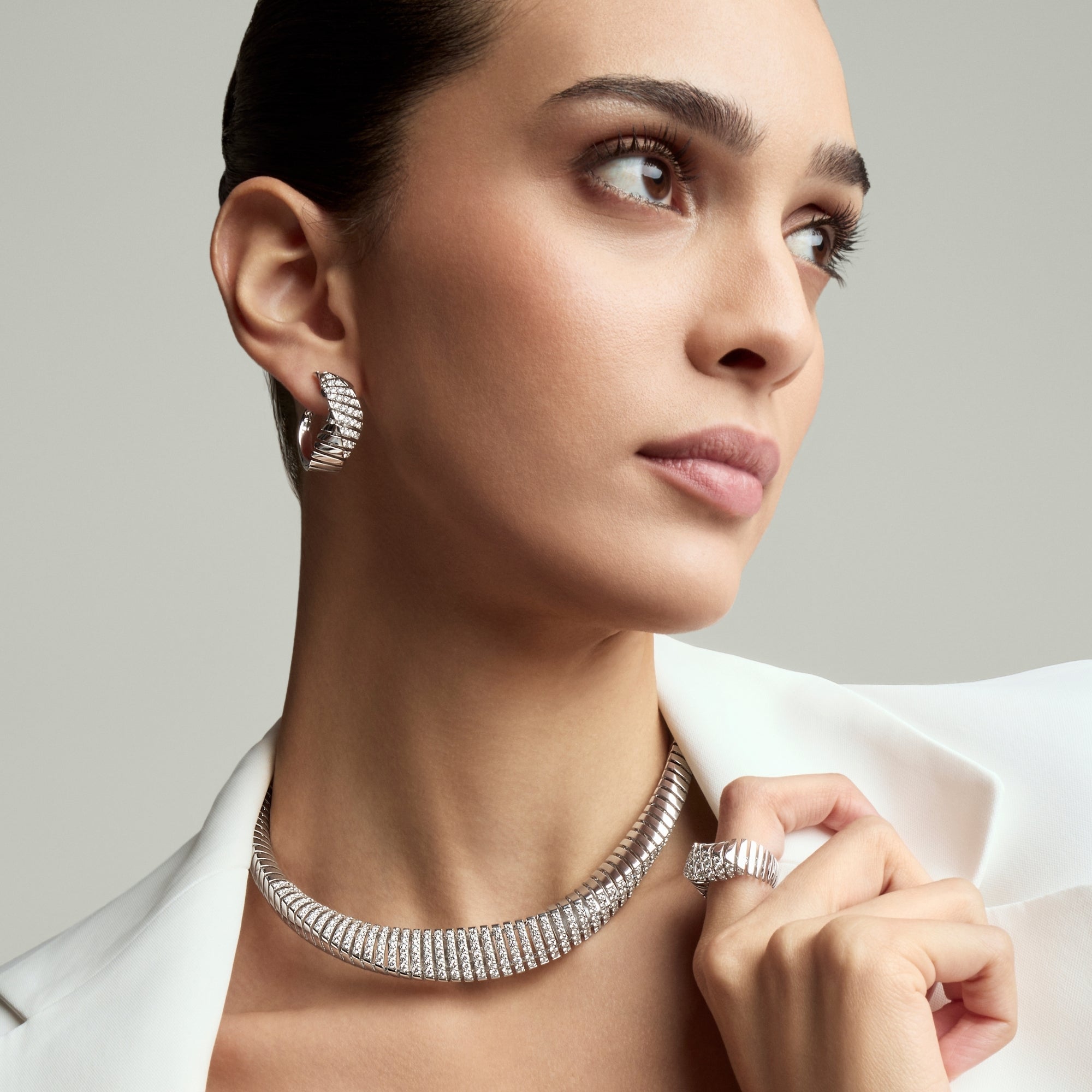 CRESCENDO WHITE GOLD EARRINGS