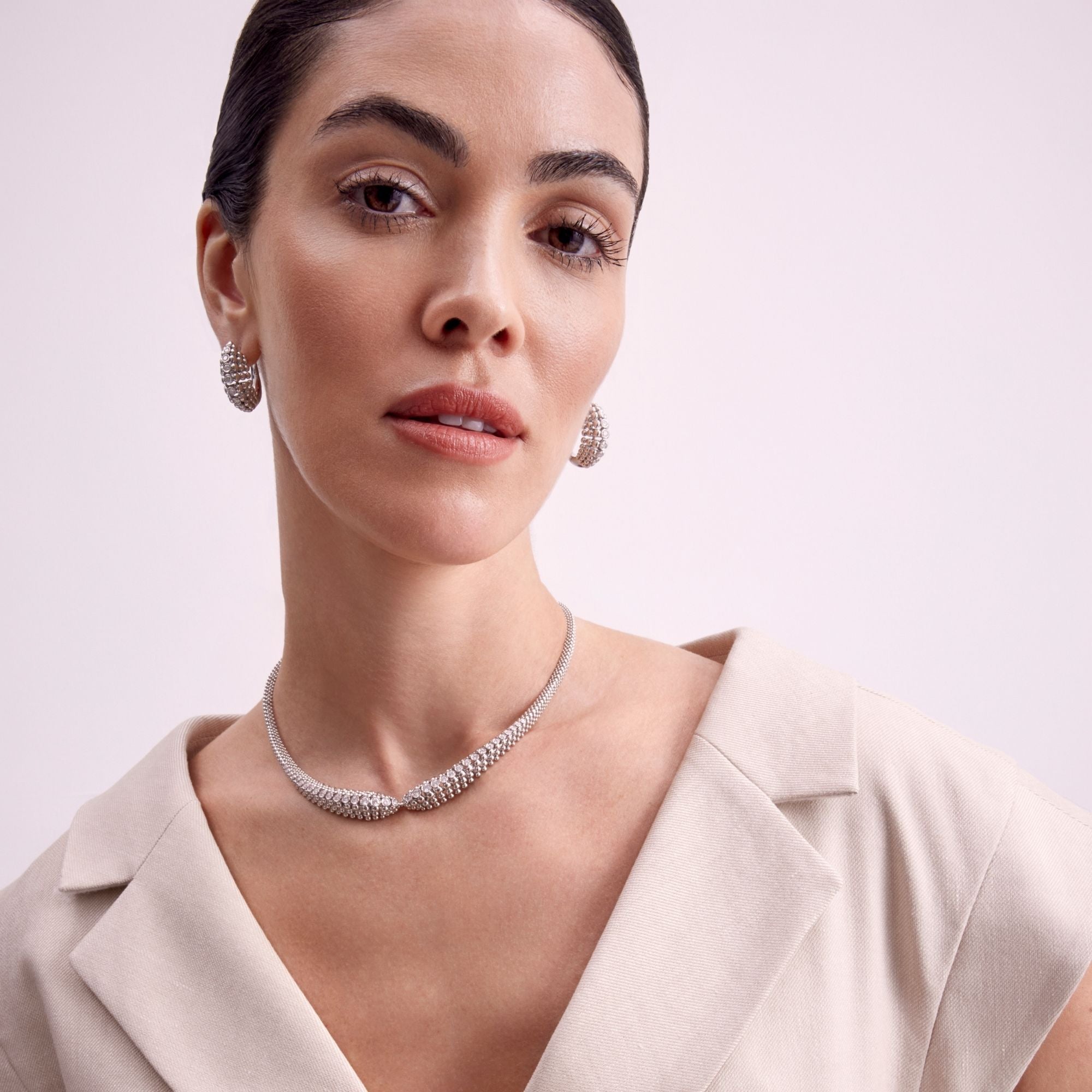 BUBBLES HOOP WHITE GOLD EARRINGS