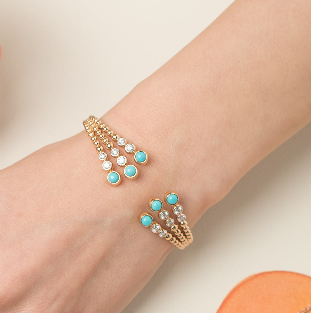 BUBBLES RAGGI YELLOW GOLD AND TURQUOISE BRACELET