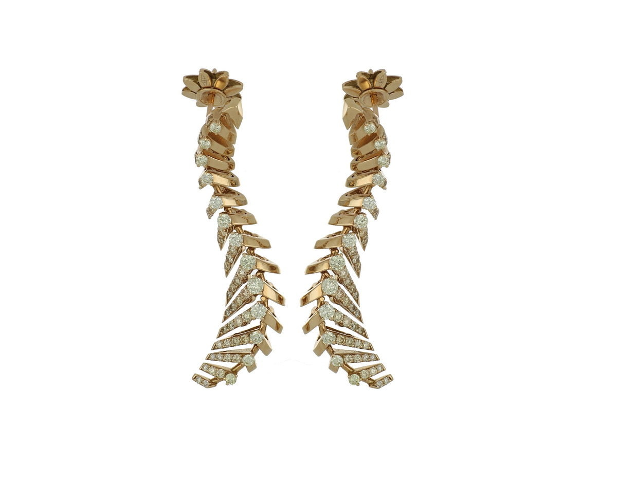 SOFFIO ROSE LONG DIAMOND PAVÉ EARRINGS