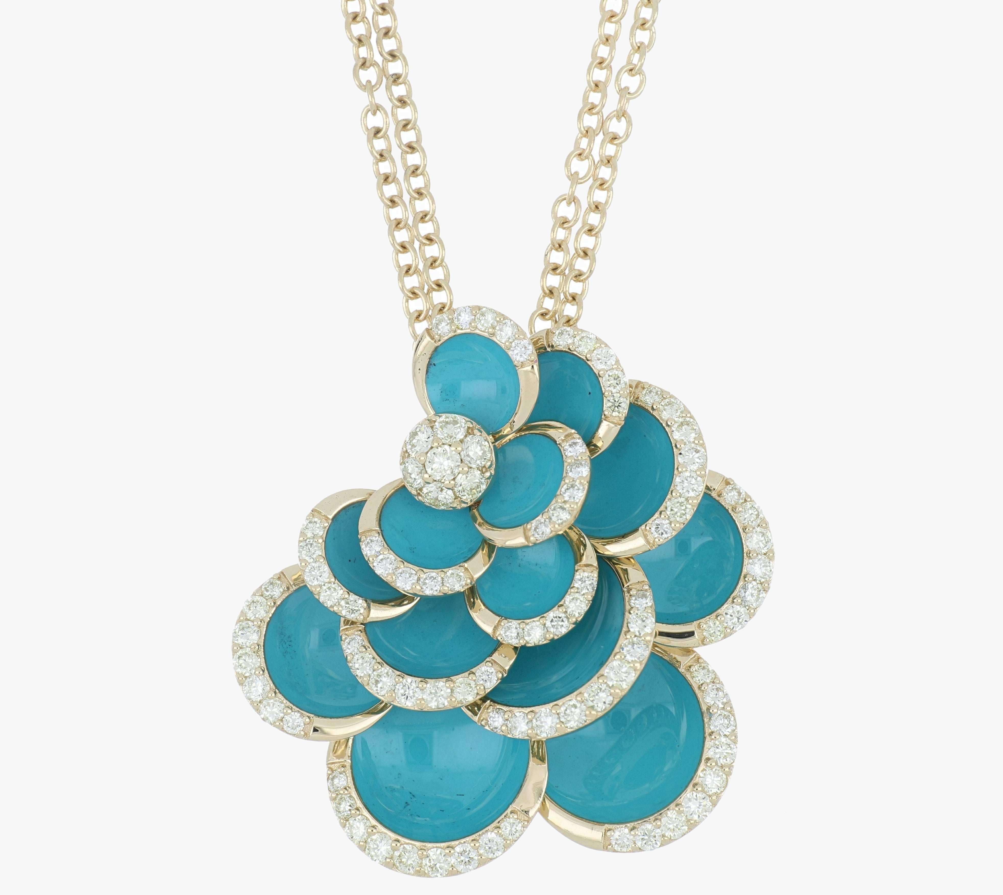 PETALS TURQUOISE ENAMEL PENDANT
