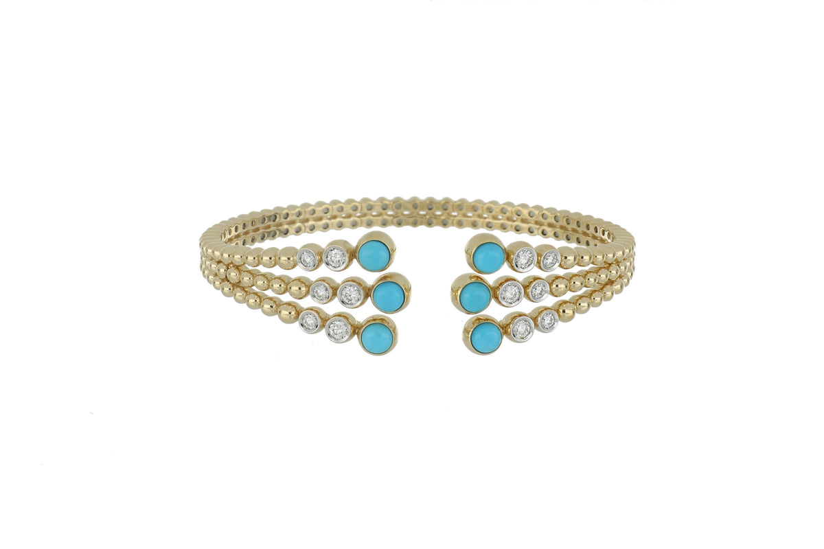 BUBBLES RAGGI YELLOW GOLD AND TURQUOISE BRACELET