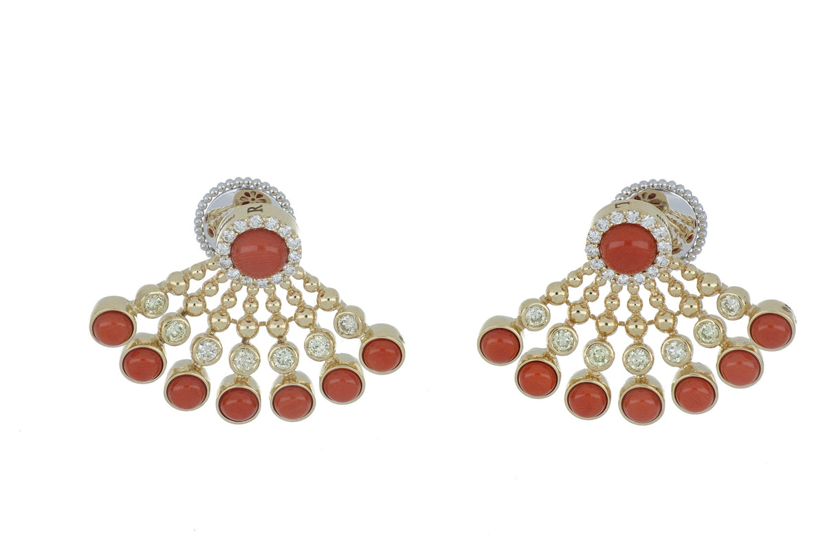 BUBBLES RAGGI YELLOW GOLD AND CORAL EARRINGS