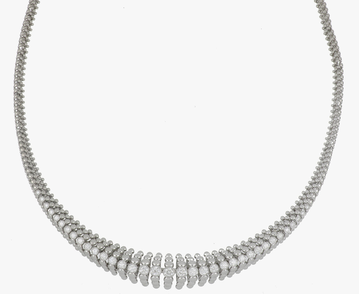 BUBBLES STRAIGHT WHITE GOLD NECKLACE