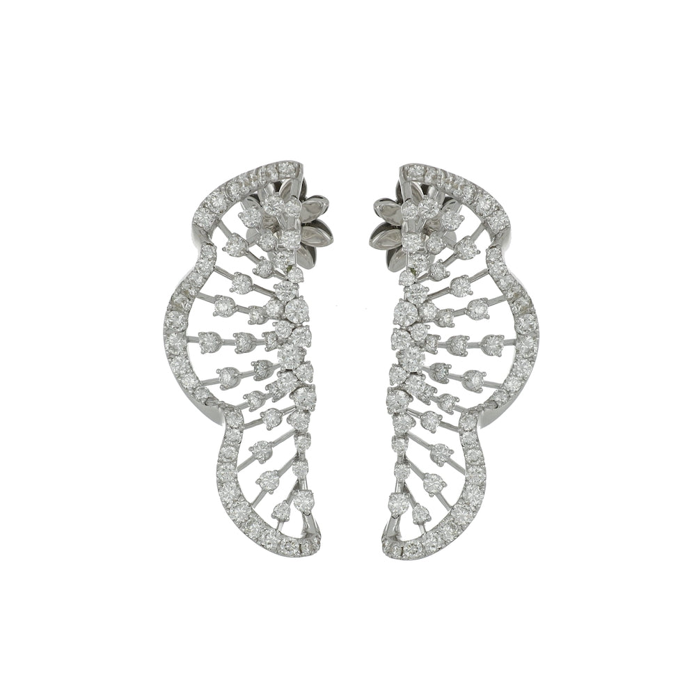 WHITE WONDERS PLISSÉ LONG WHITE GOLD EARRINGS