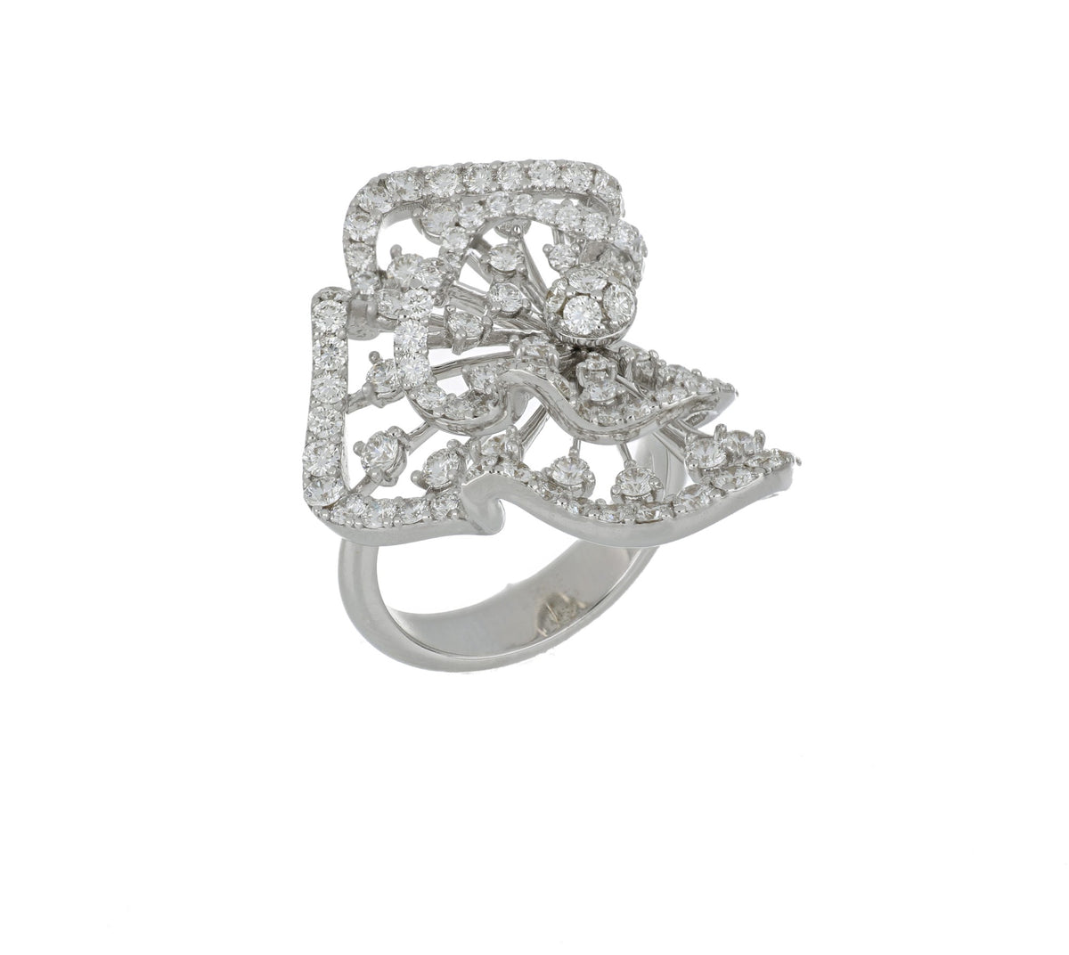WHITE WONDERS PLISSÉ BIG SIDE WHITE GOLD RING