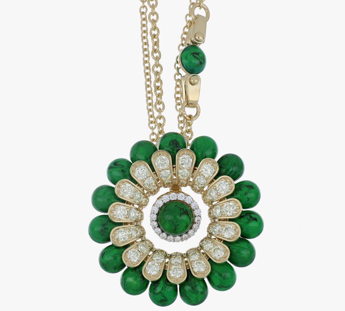ALLEGRA BIG GREEN ENAMEL FLOWER PENDANT