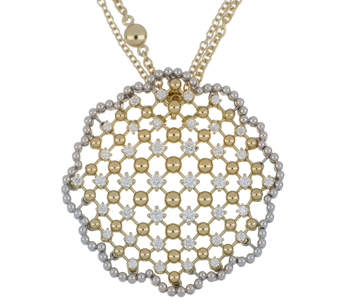 CUCITO LONG YELLOW AND WHITE GOLD PENDANT