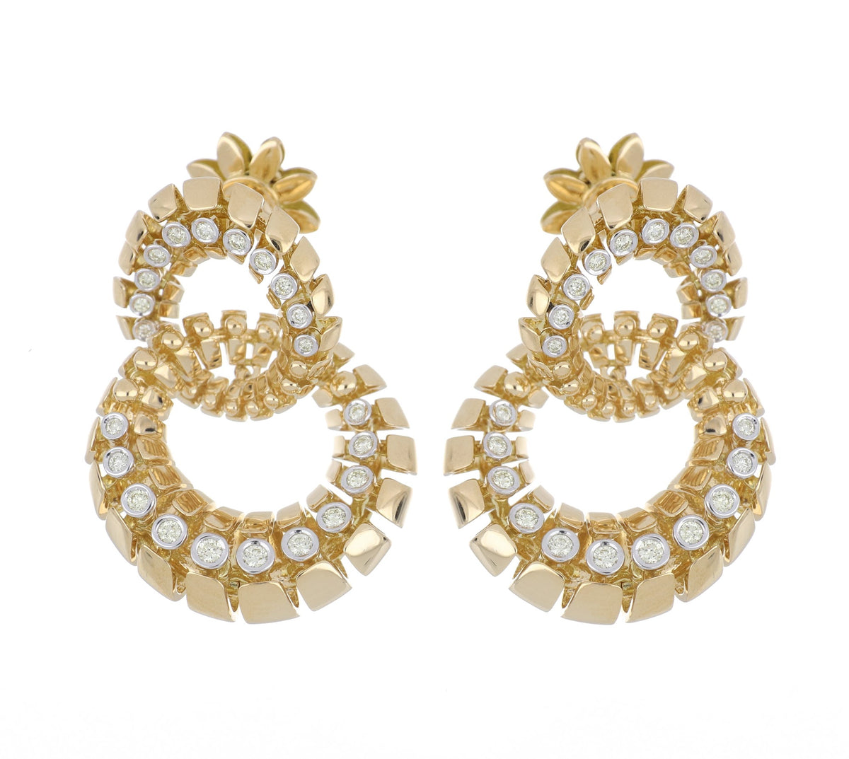 SNODO DOUBLE YELLOW GOLD EARRINGS