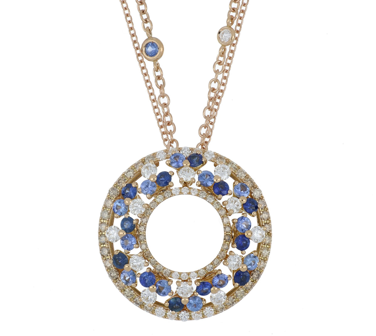 Trilly Blue Sapphires Brown Diamonds Pendant