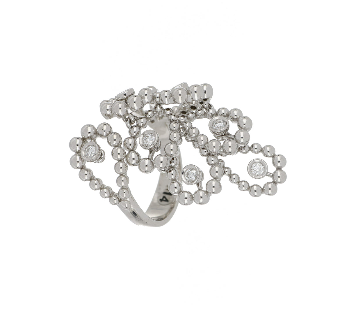 Chiacchierino Big White Gold Ring