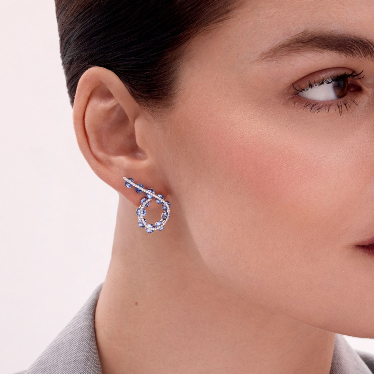 Light Round Blue Sapphires Earrings