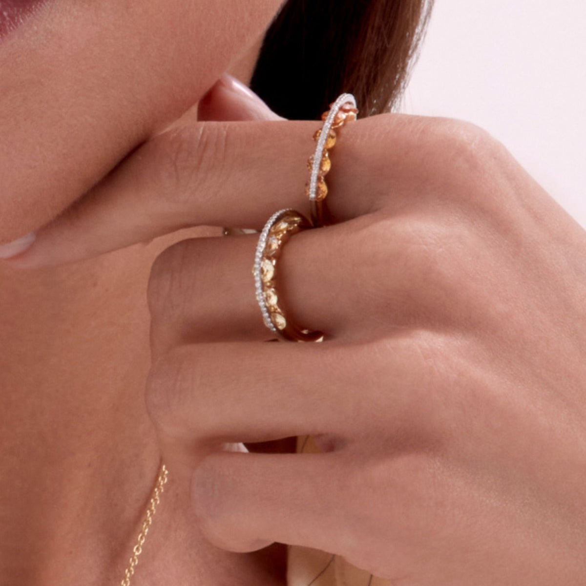 Light Orange Sapphires Ring