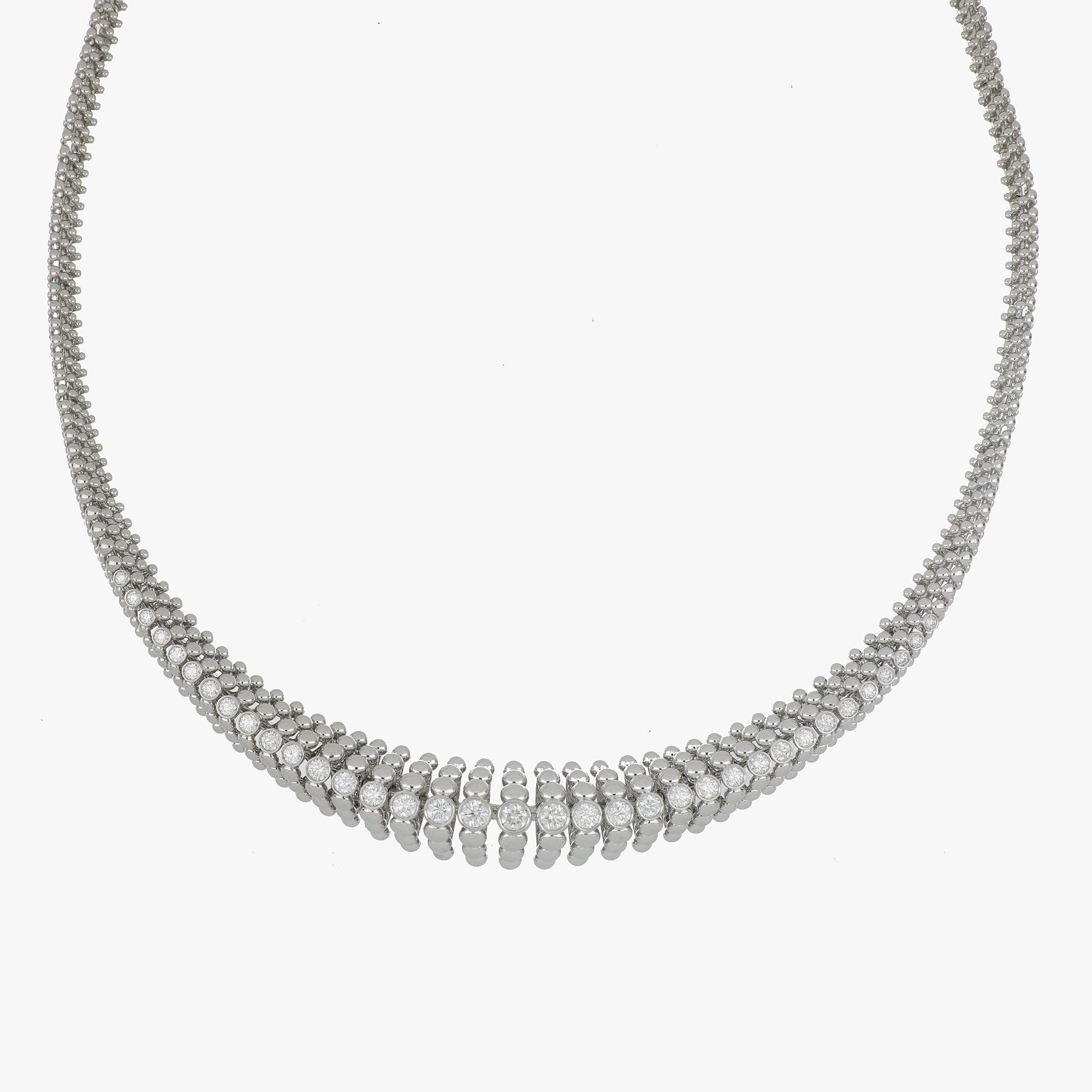 BUBBLES STRAIGHT WHITE GOLD NECKLACE