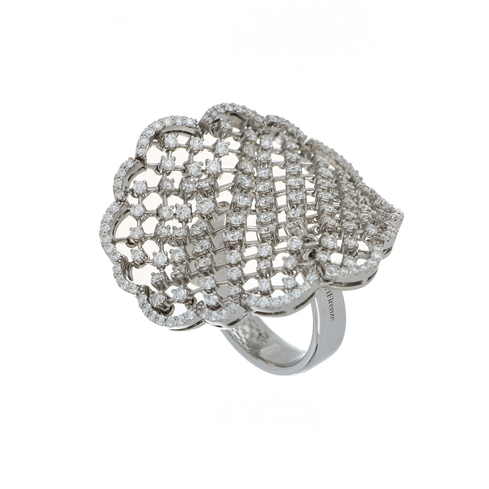 CUCITO BIG WHITE GOLD RING