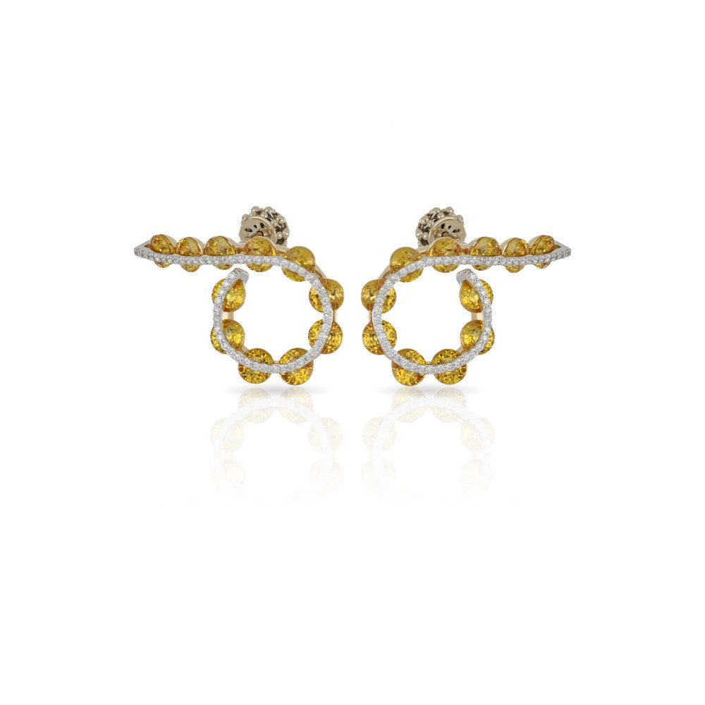 Light Round Orange Sapphires Earrings