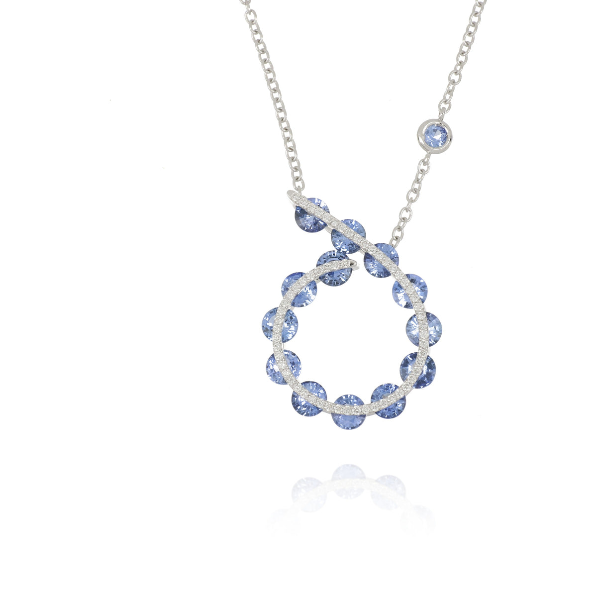 Light Round Blue Sapphires Pendant