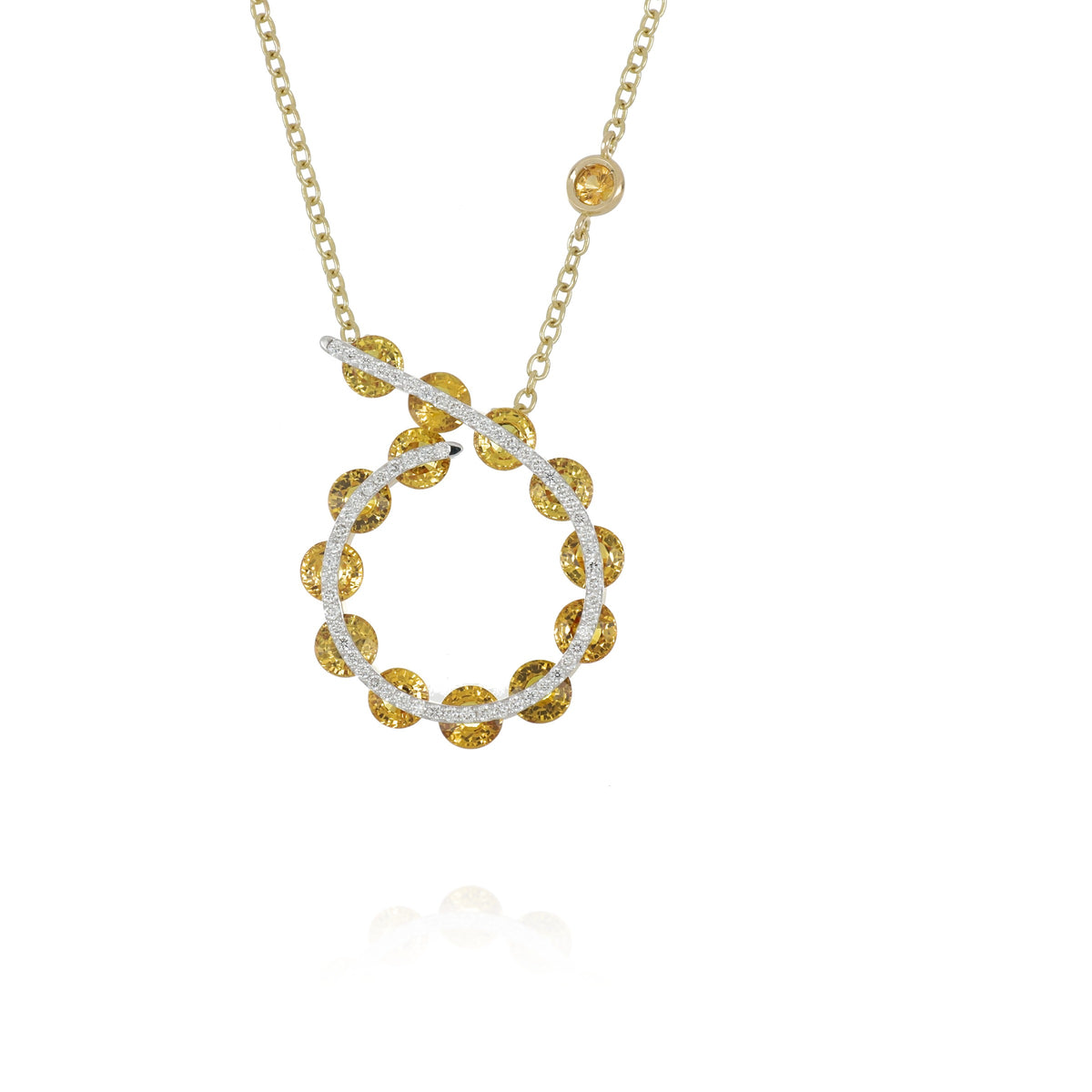 Light Round Orange Sapphires Pendant