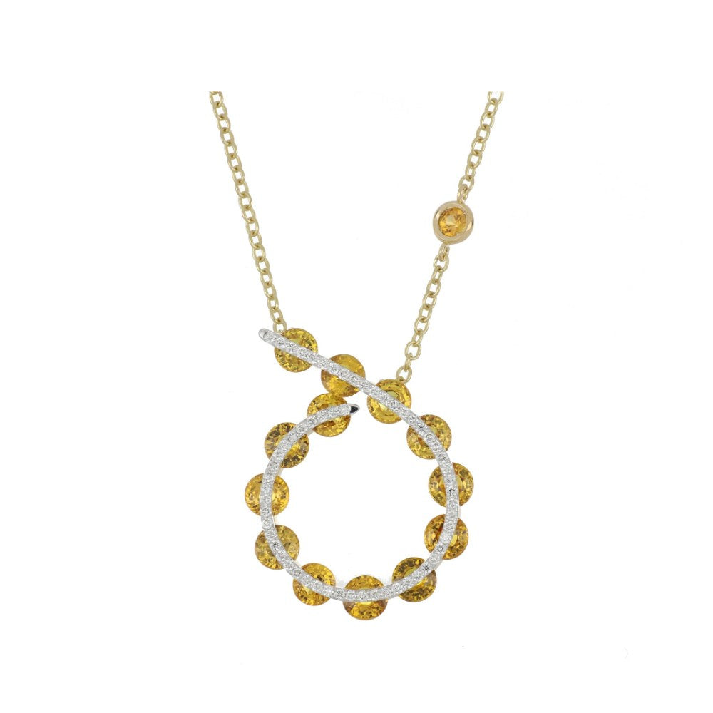 Light Round Orange Sapphires Pendant