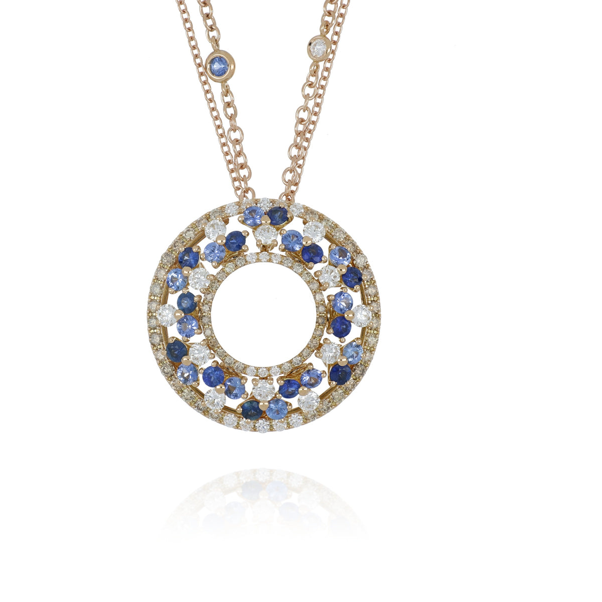 Trilly Blue Sapphires Brown Diamonds Pendant