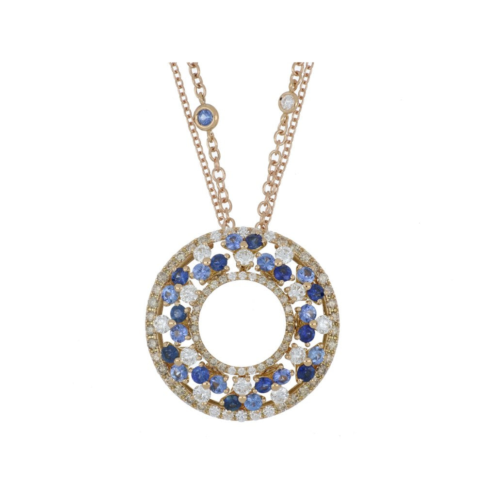 Trilly Blue Sapphires Brown Diamonds Pendant