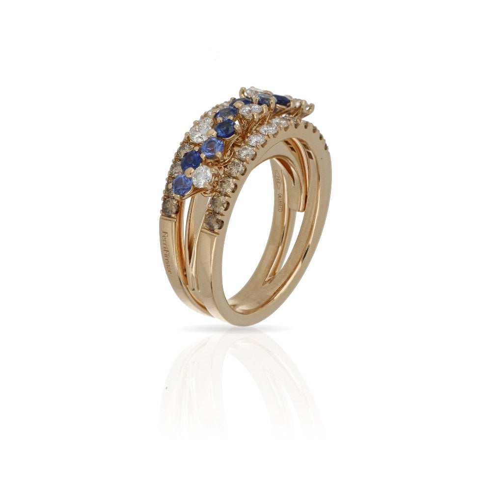 Trilly Blue Sapphires Brown Diamonds Ring