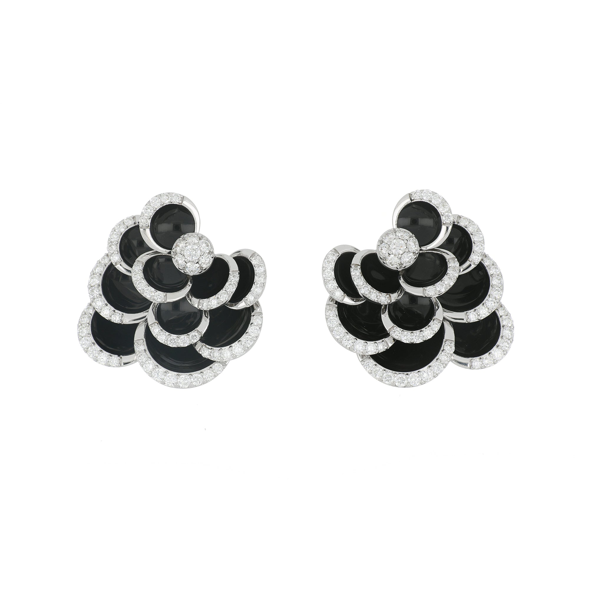 PETALS BLACK ENAMEL EARRINGS