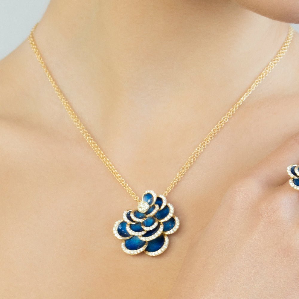 PETALS BLUE ENAMEL PENDANT