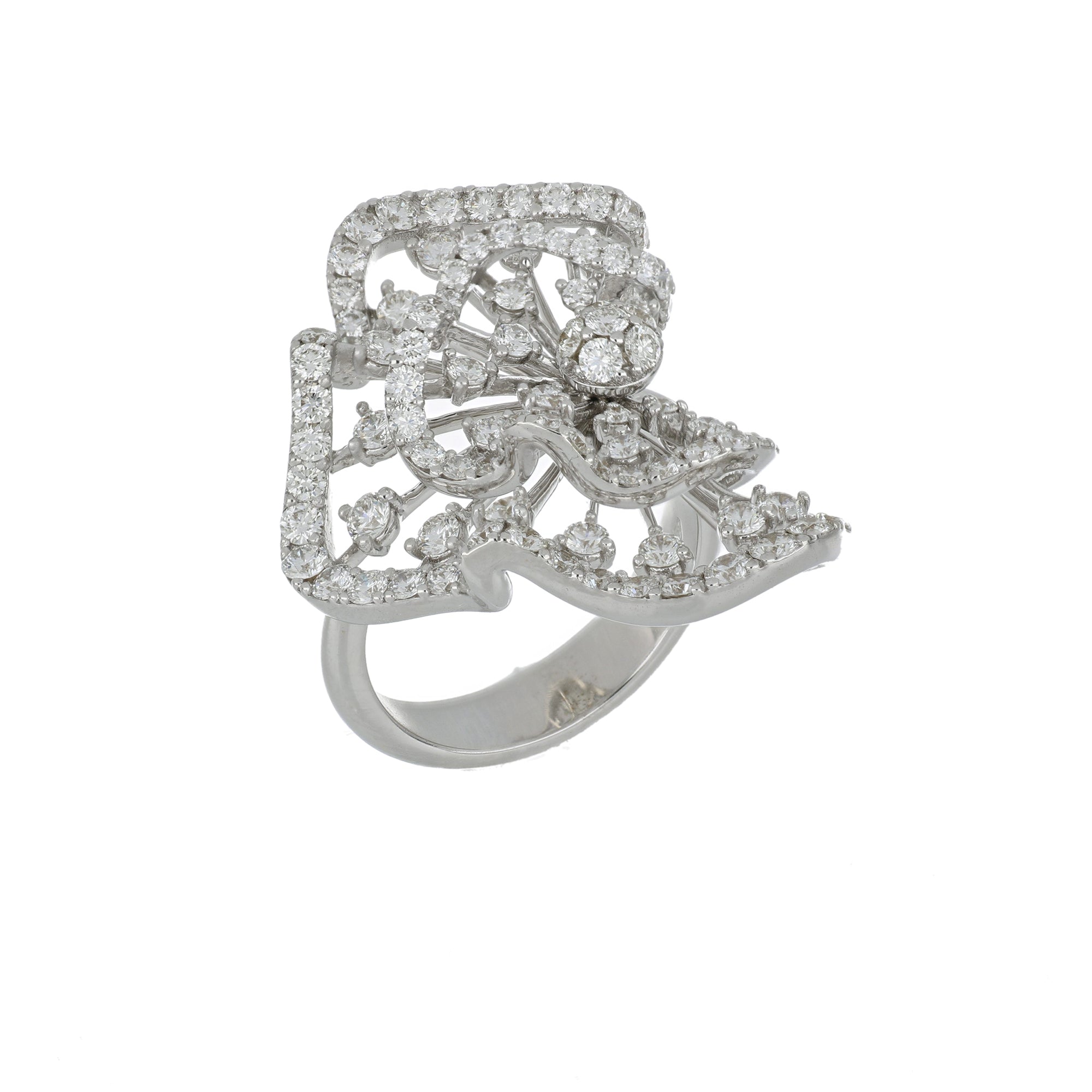 WHITE WONDERS PLISSÉ BIG SIDE WHITE GOLD RING