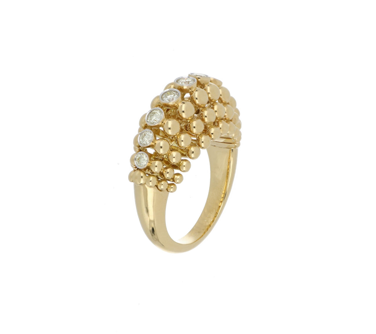 BUBBLES YELLOW GOLD STRAIGHT RING