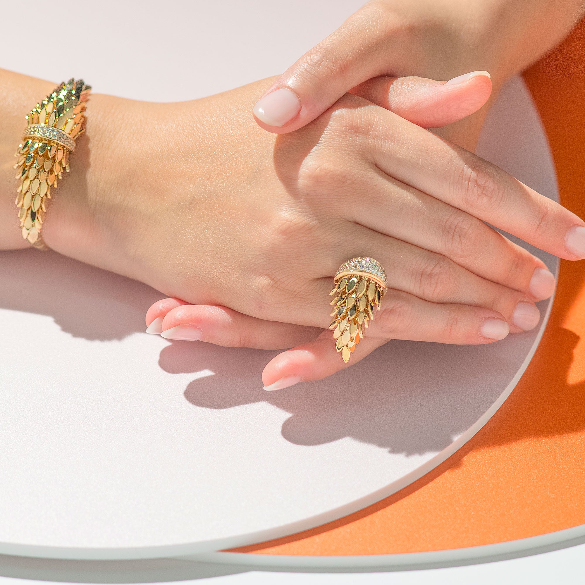 SPETTINATO YELLOW GOLD PINKY RING