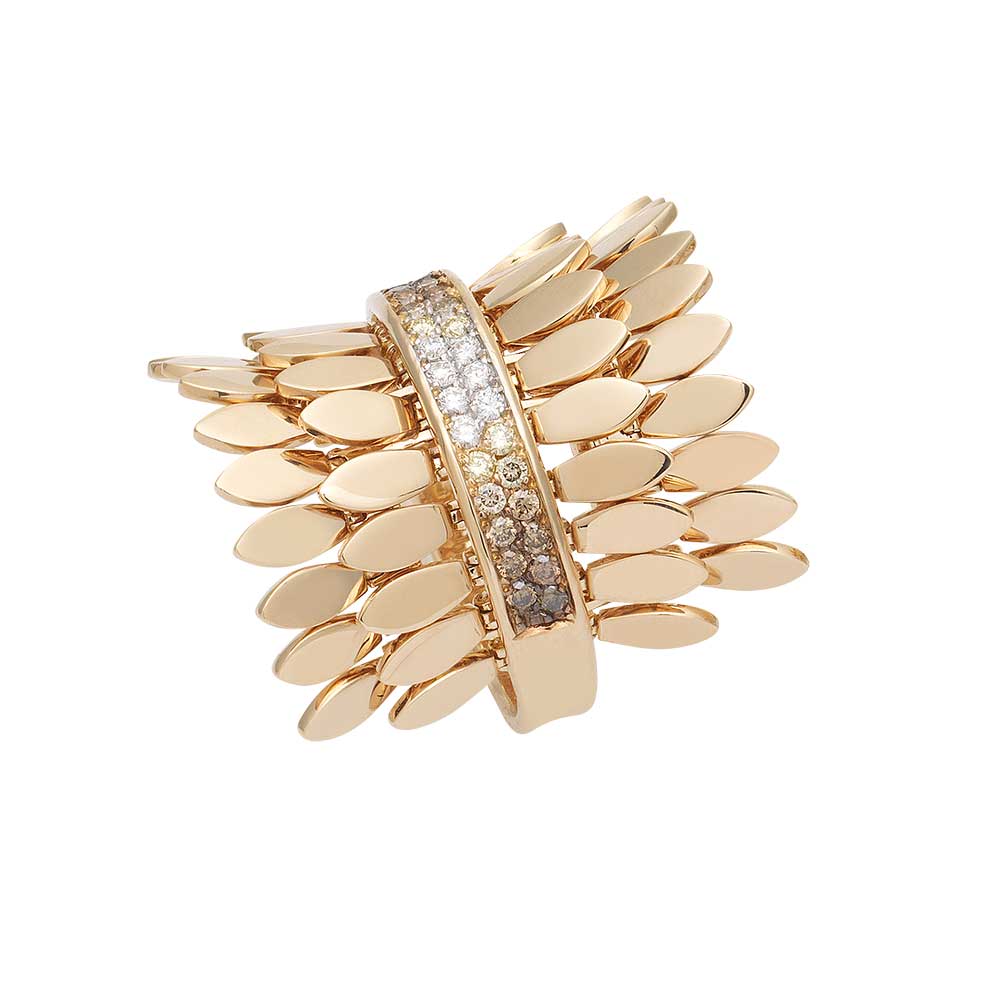 SPETTINATO DOUBLE ROSE GOLD RING