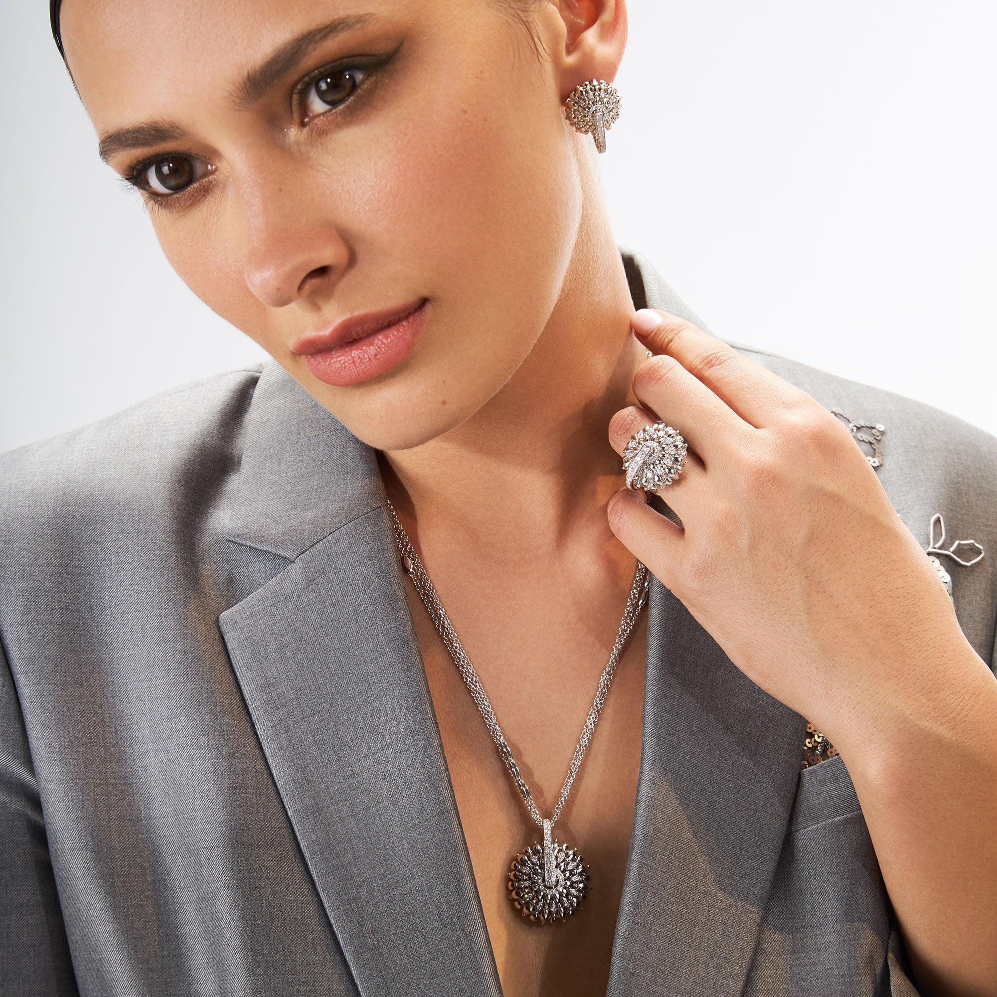 TWIST TWIST BIG SPINNING WHITE GOLD PENDANT