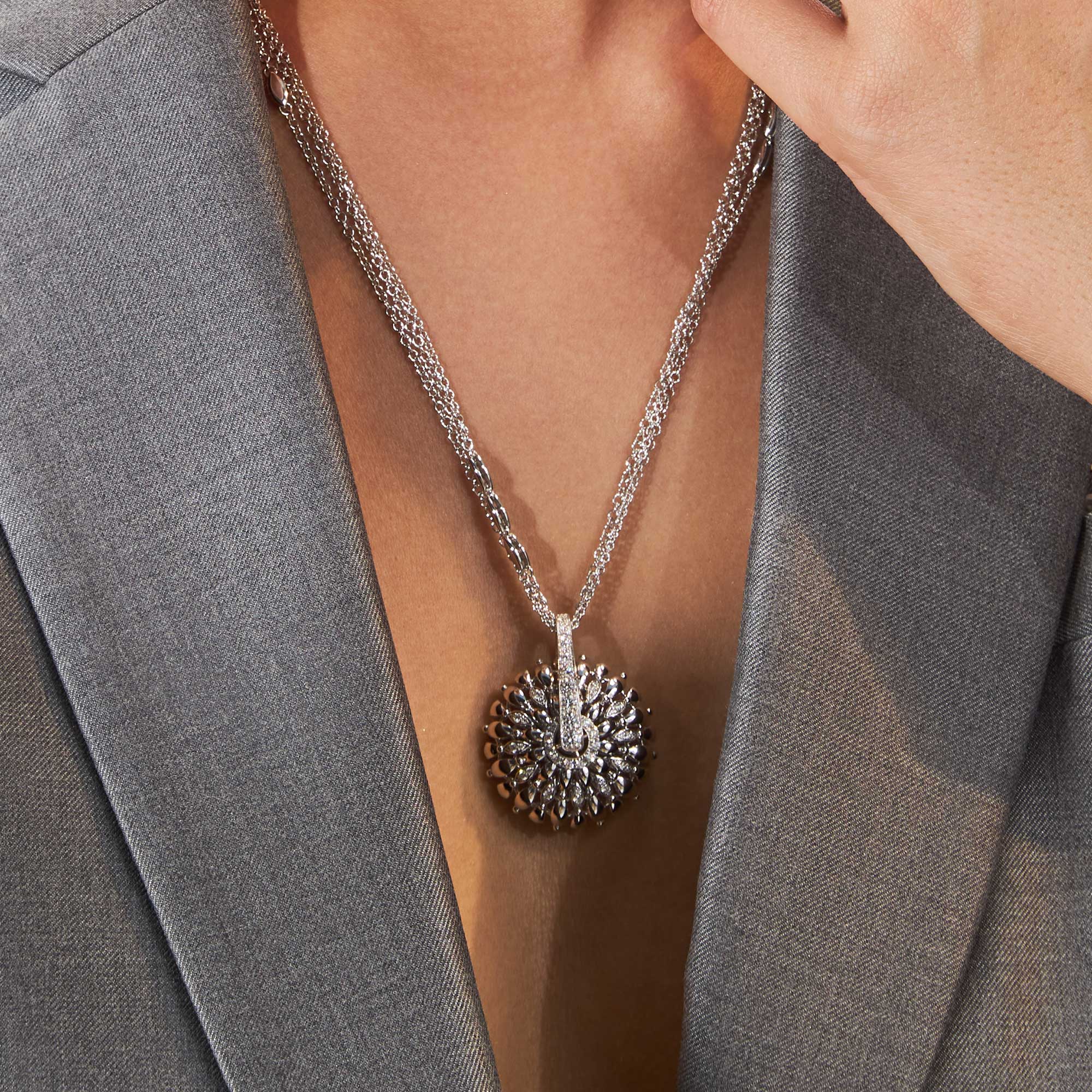 TWIST TWIST BIG SPINNING WHITE GOLD PENDANT