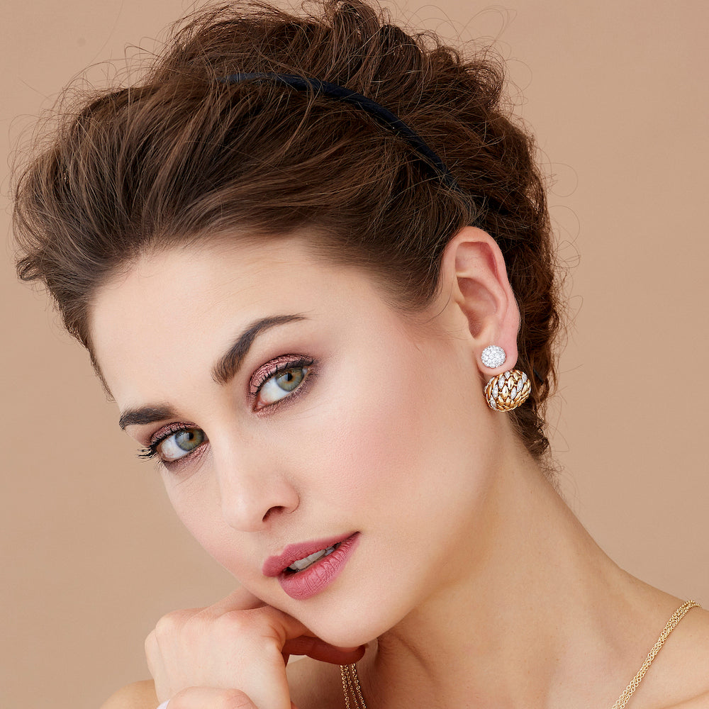 TWIST TWIST YELLOW GOLD PAVÉ EARRINGS