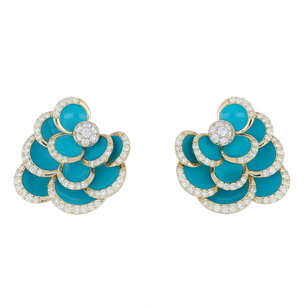 PETALS TURQUOISE ENAMEL EARRINGS