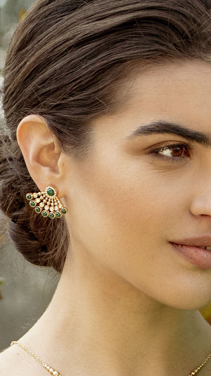 BUBBLES RAGGI YELLOW GOLD AND MALACHITE EARRINGS
