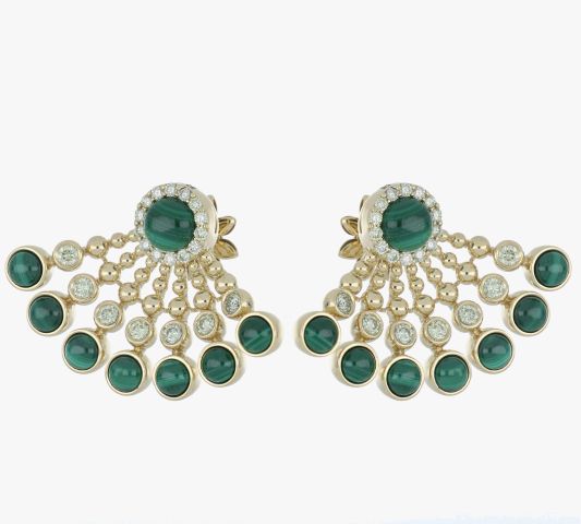 BUBBLES RAGGI YELLOW GOLD AND MALACHITE EARRINGS