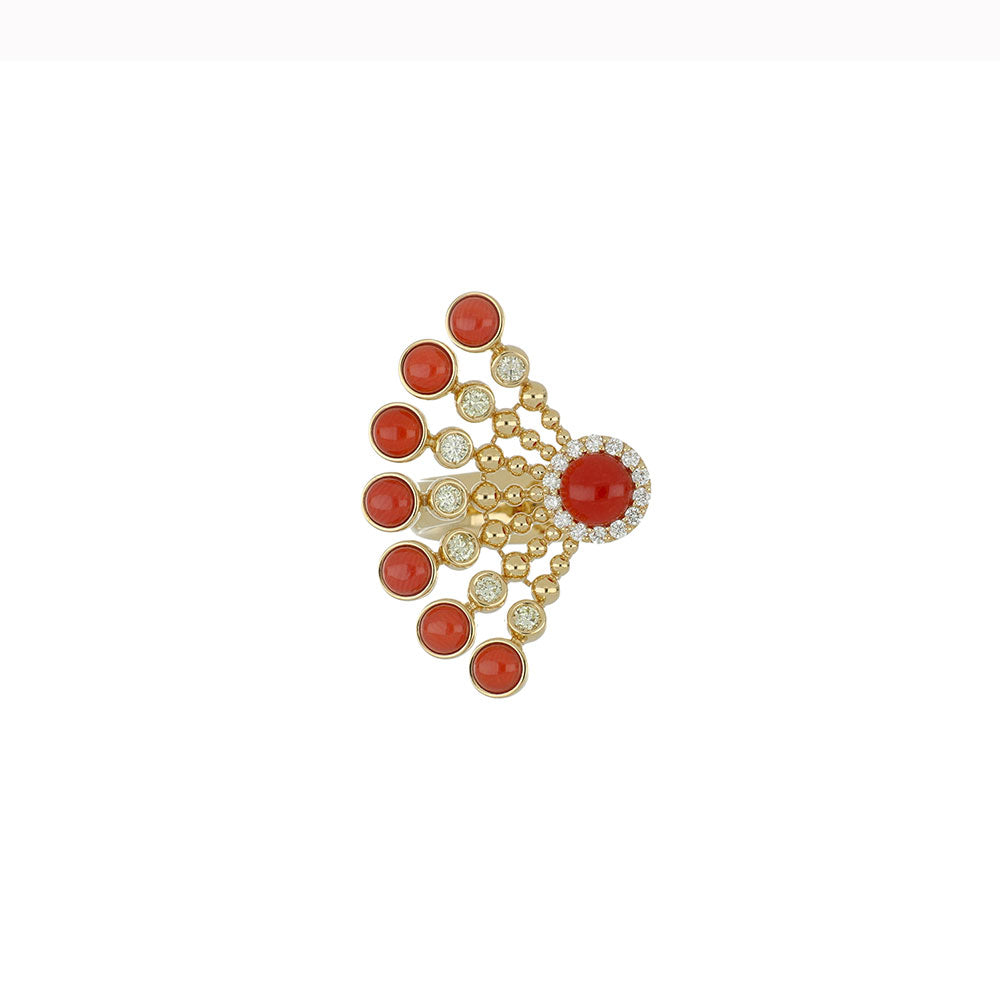 BUBBLES RAGGI YELLOW GOLD AND CORAL RING