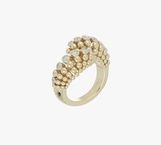 BUBBLES CONTRARIÉ YELLOW GOLD RING