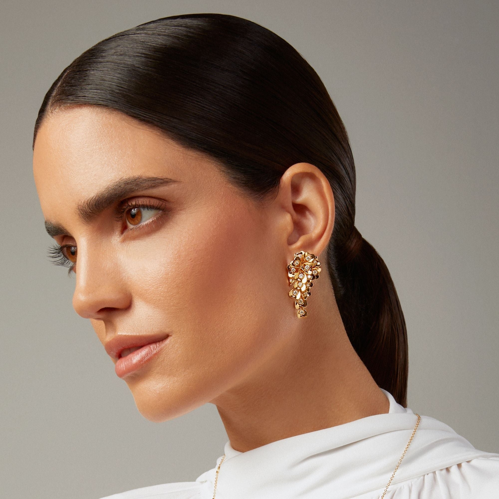 EDERA BIG DANGLING YELLOW GOLD EARRINGS