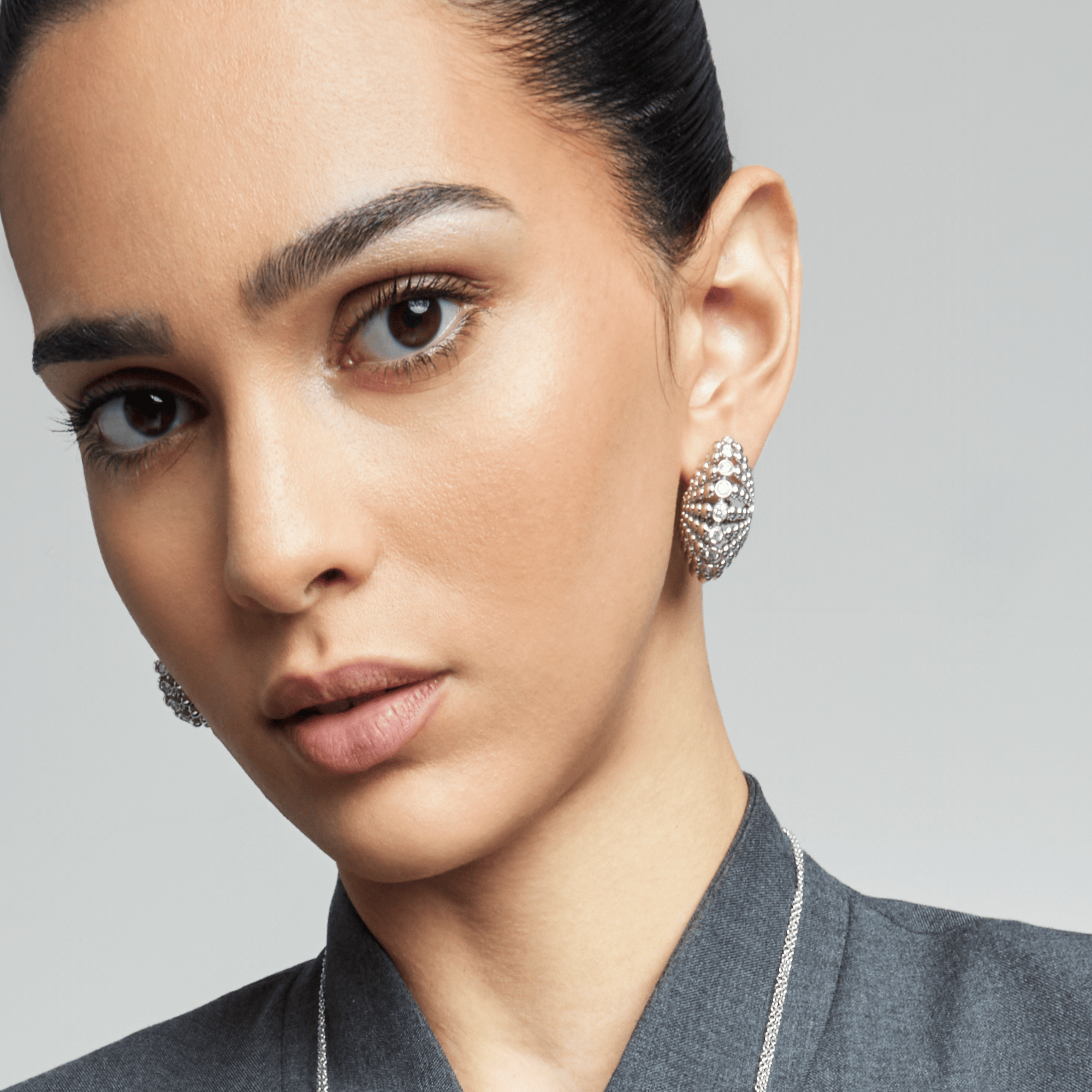 BUBBLES BIG WHITE GOLD EARRINGS