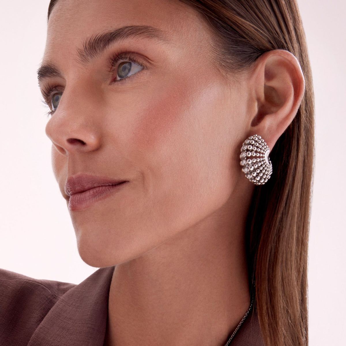 BUBBLES BIG WHITE GOLD EARRINGS