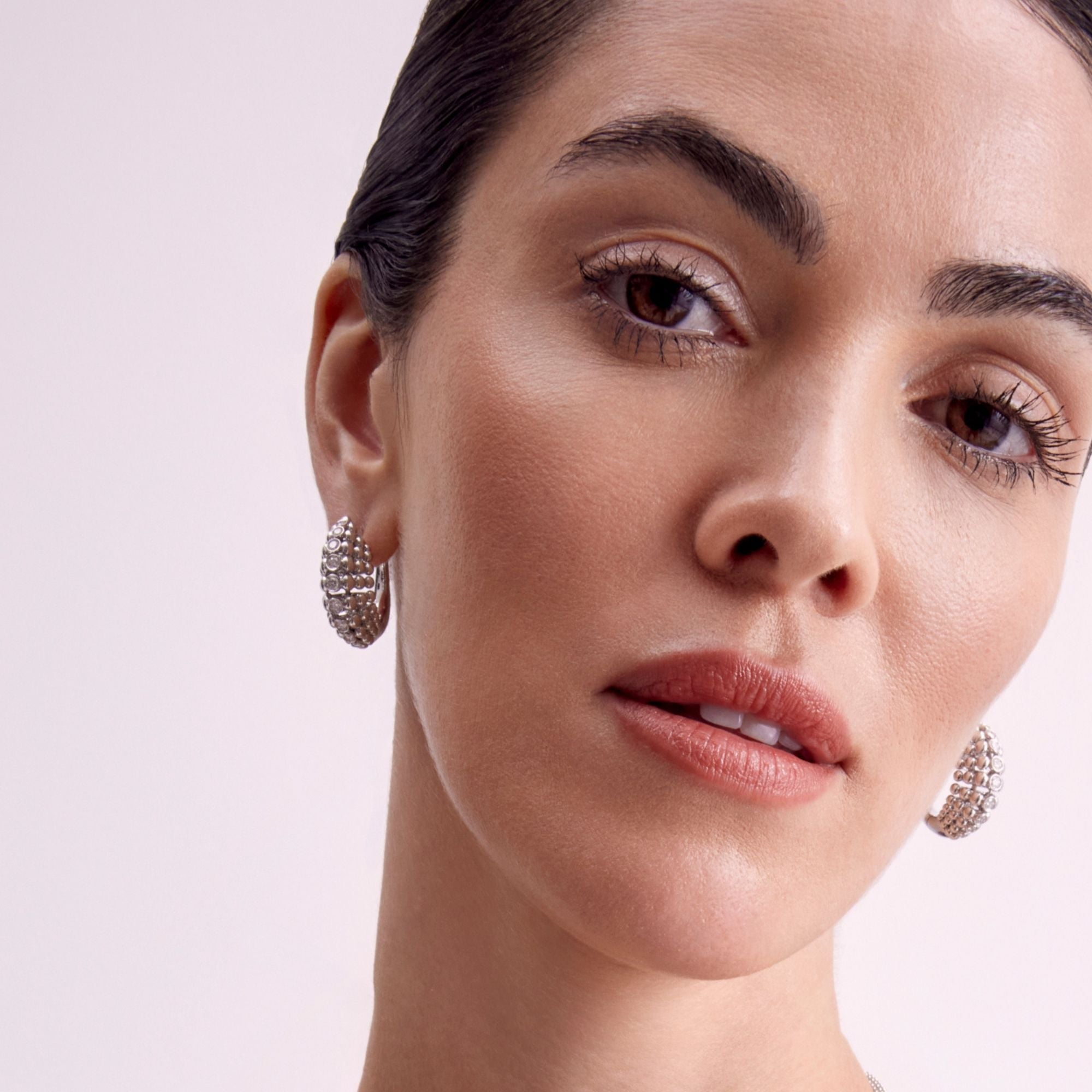 BUBBLES HOOP WHITE GOLD EARRINGS